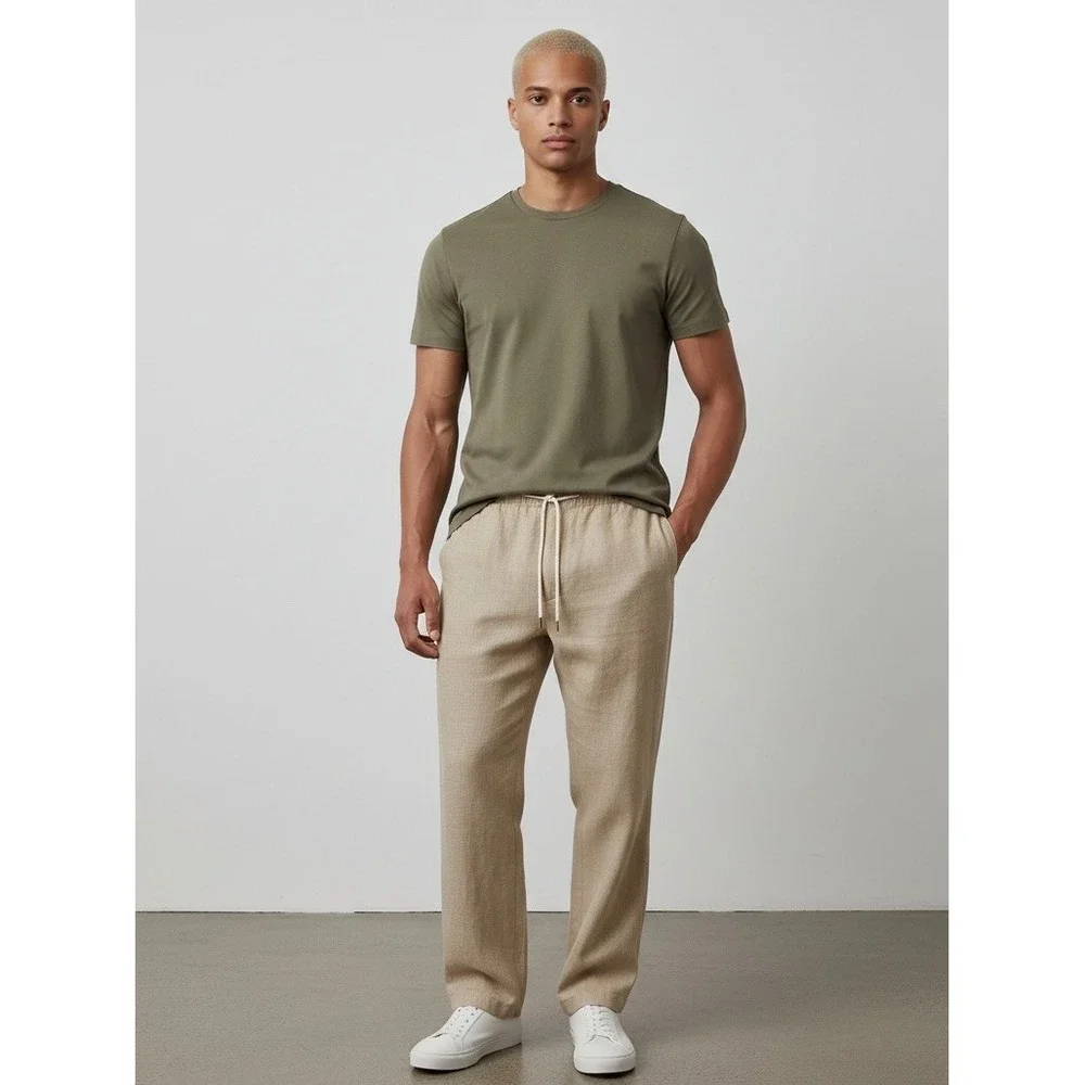Banana Republic Luxe Touch Tee Mens Small Olive Green 100% Cotton Crewneck Shirt